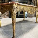 Middle table in gilded wood from the napoleon iii period red marble top