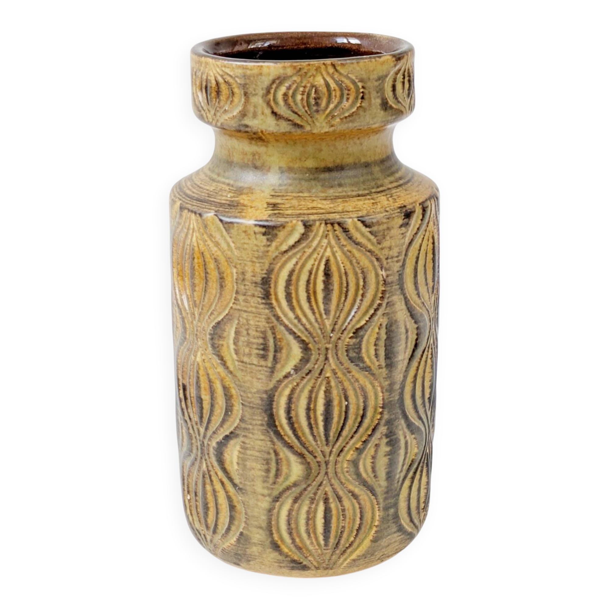 Vintage Scheurich vase from the 60s, yellow and brown Amsterdam decor