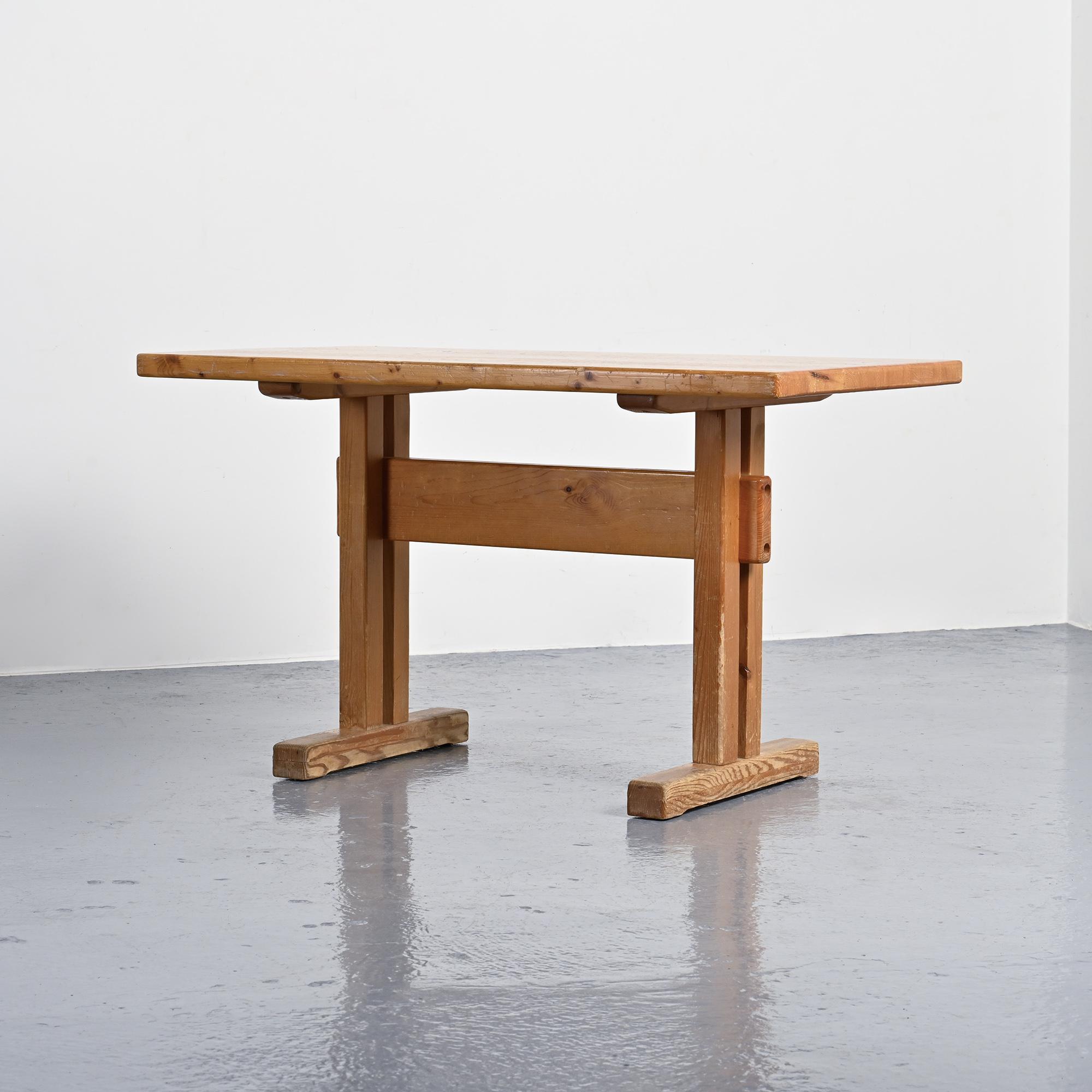 Solid pine table, Les Arcs, France.