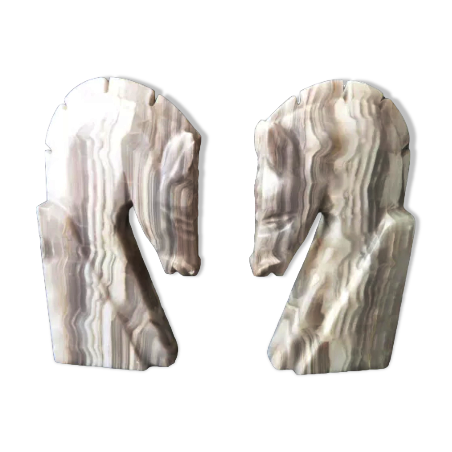 Pair of bookends "Horse heads" in onyx