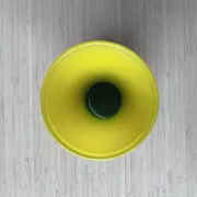 Small powdered glass vase with a yellow and green gradient from the 1950s (film "Le Grand Chemin")