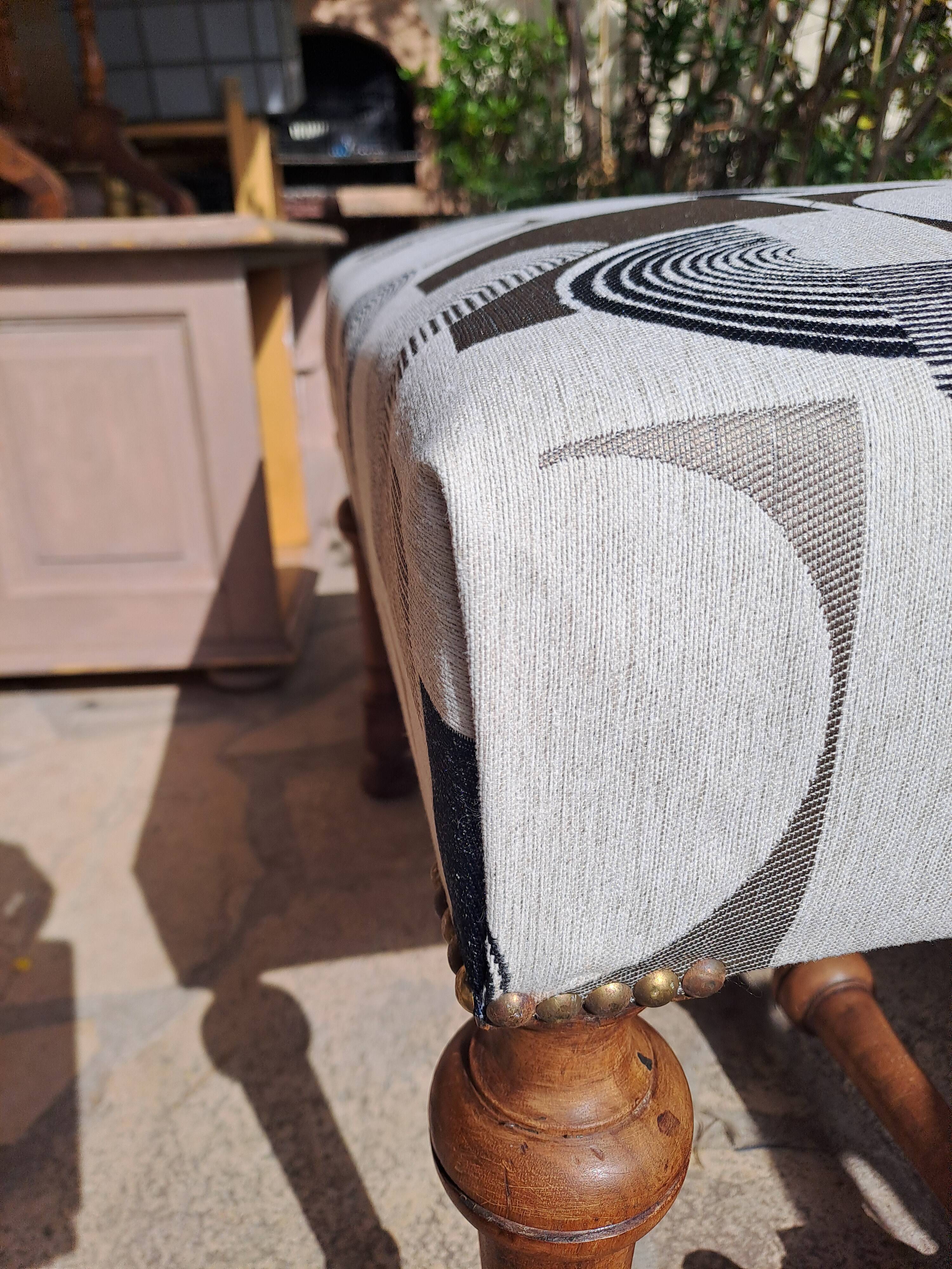 Set of 2 rectangular poufs, art deco footboard, reupholstered, vintage, 1930s/1950s