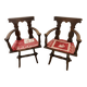 Pair of carved solid wood Dolomites armchairs