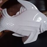 Lejan - poisson art deco en mouvement faïence craquelée rosé