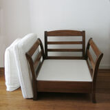 Armchair wood and fabric buckle