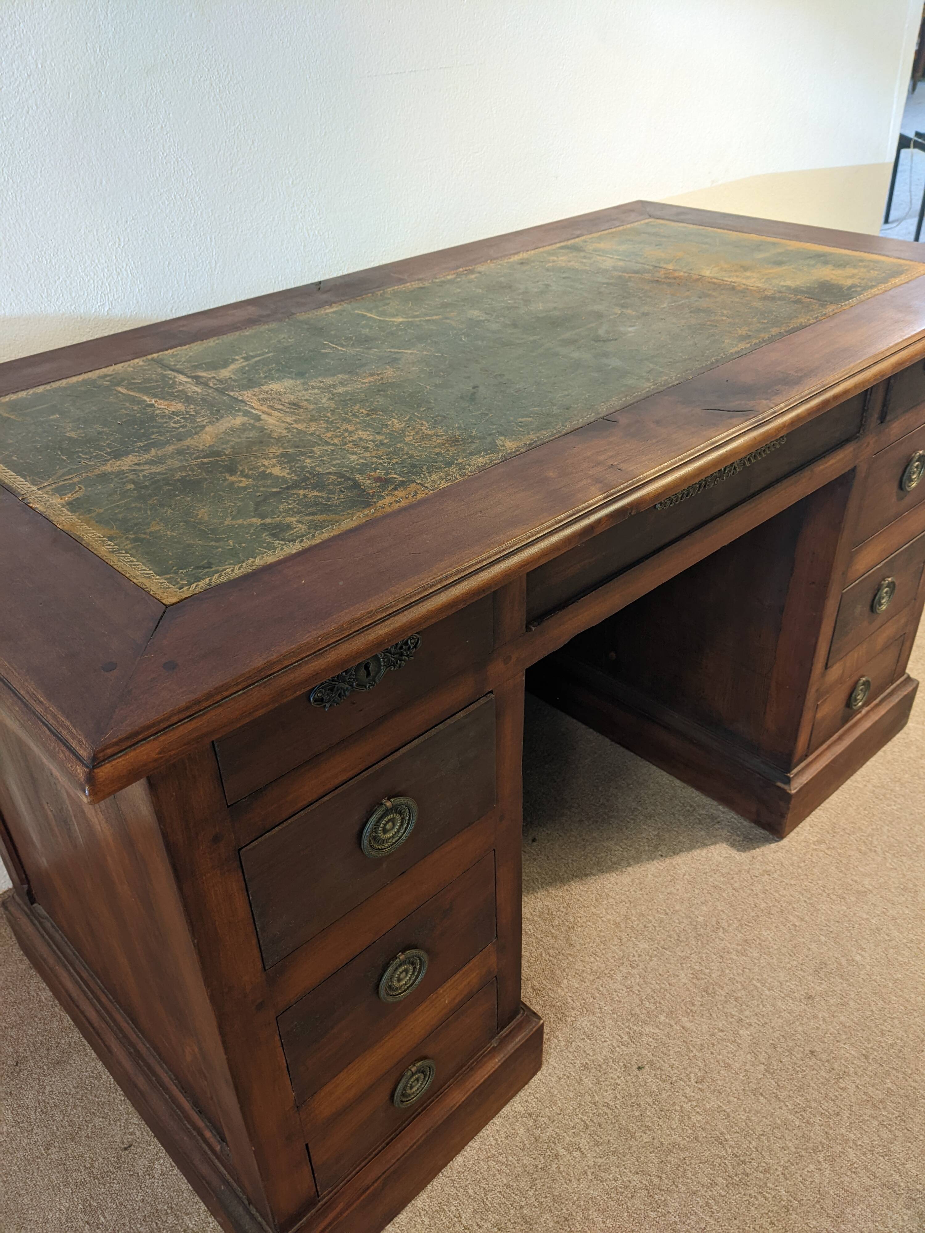 Old desk leather top