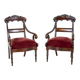 Ensemble de fauteuils Empire en acajou avec tapisserie rouge, 19e siècle