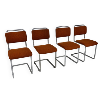 Ensemble de 4 chaises de salle à manger Gispen 101 Mid-Century, 1940s