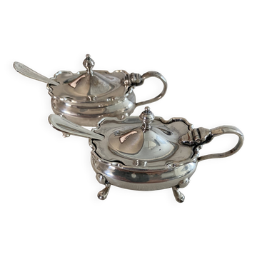 Vintage Mappin & Webb, élégante service à condiments  en métal argenté