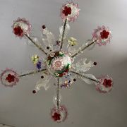 Venetian chandelier in multicolored Murano glass, 6 light arms circa 1920