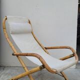 Vintage bamboo deck chair armchair 1950s Italy