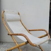 Vintage bamboo deck chair armchair 1950s Italy