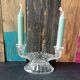 Pair of vintage clear glass candelabras, 2 branches, 1960s