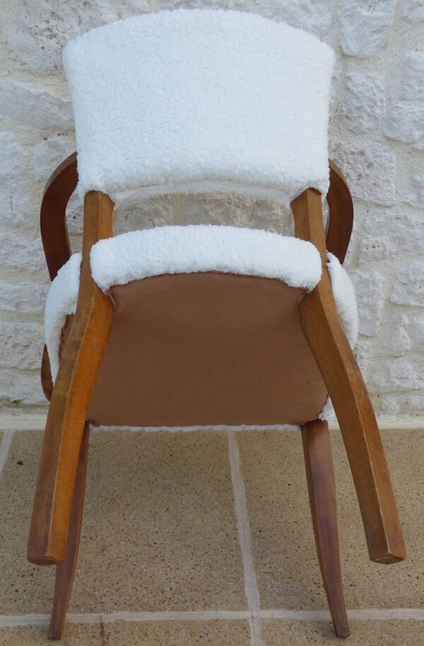 Chic Art Deco bridge chair from the 1950s, fully restored and hand-stitched