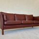 Mid century vintage danish mogens hansen 3 person sofa in burgundy leather