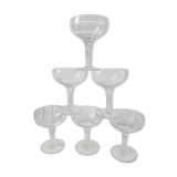 Set of 6 crystal champagne glasses engraved 50s
