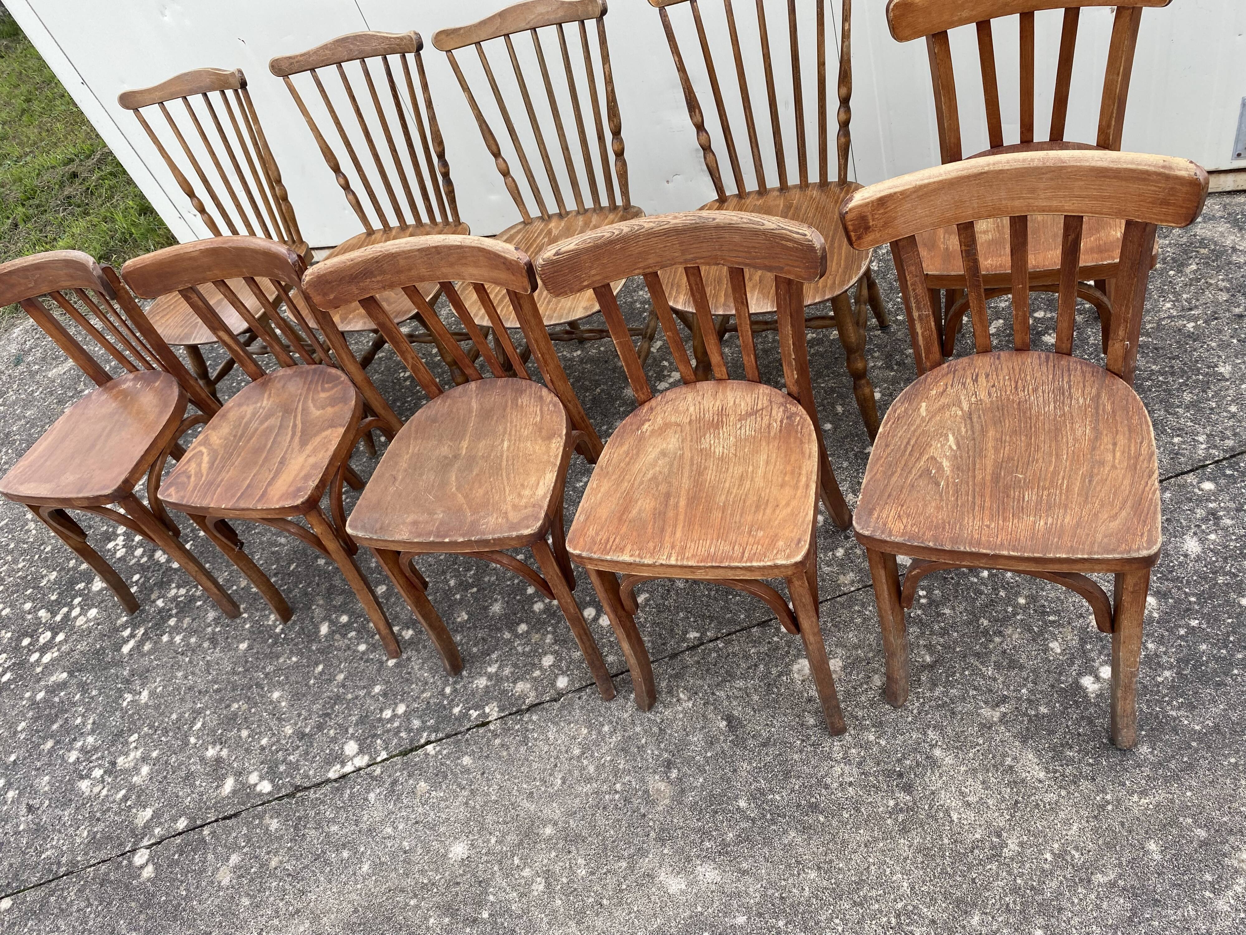 Set of 10 mismatched chairs