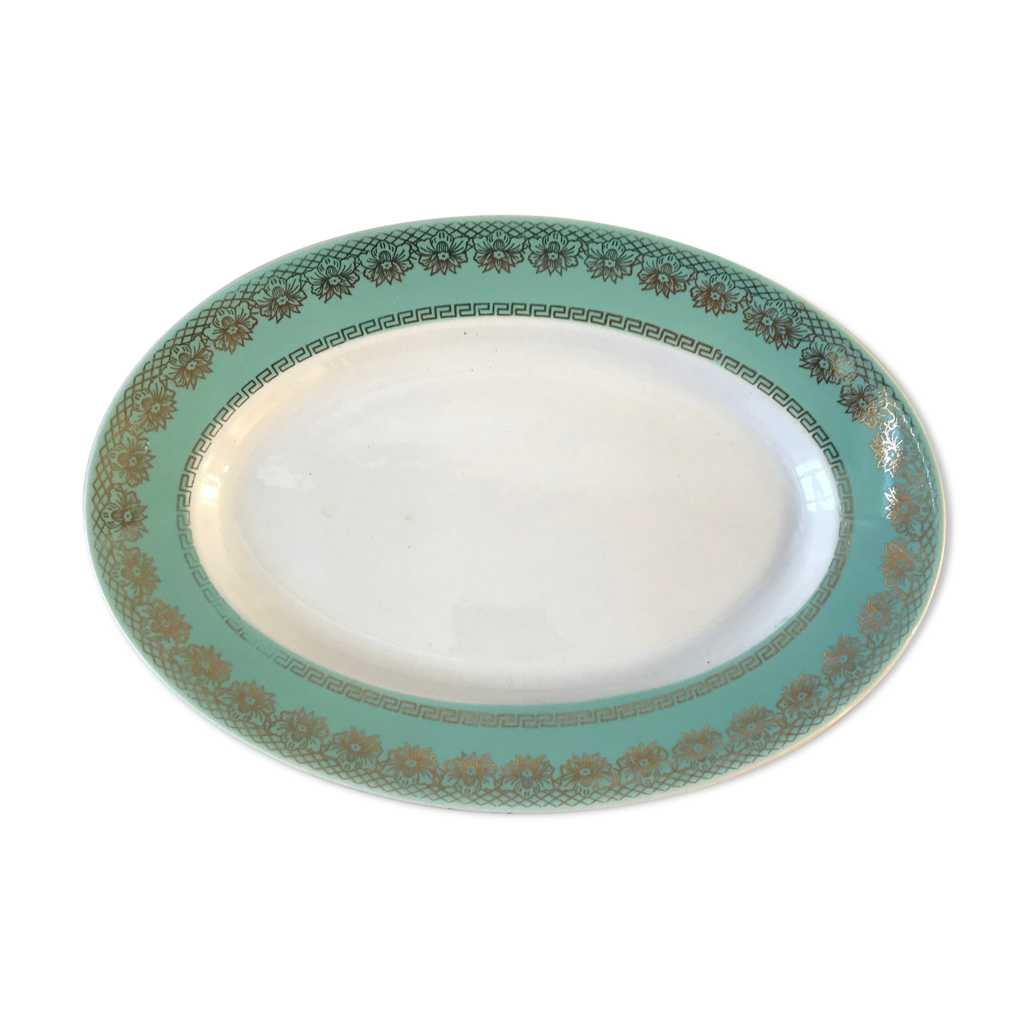 Oval dish turquoise and ancient golden