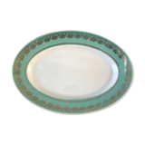 Plat ovale turquoise et doré ancien