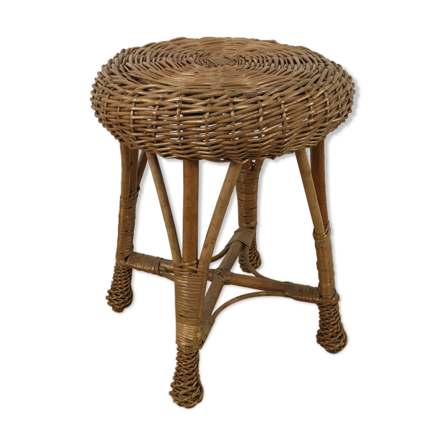 Tabouret en osier rotin