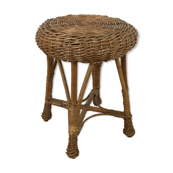 Tabouret en osier rotin