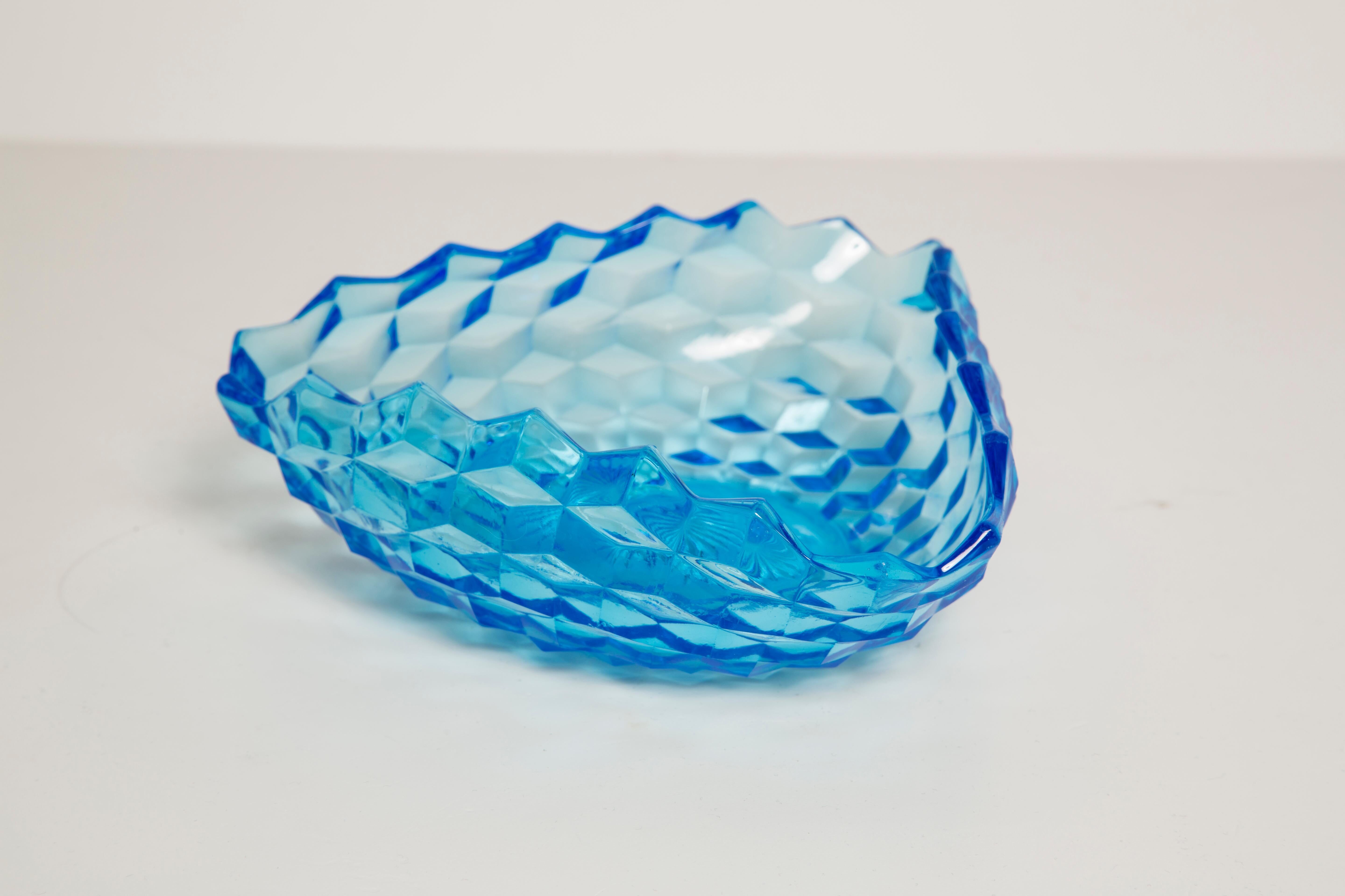 Vintage light blue decorative plate in glass - Italy, 1960s