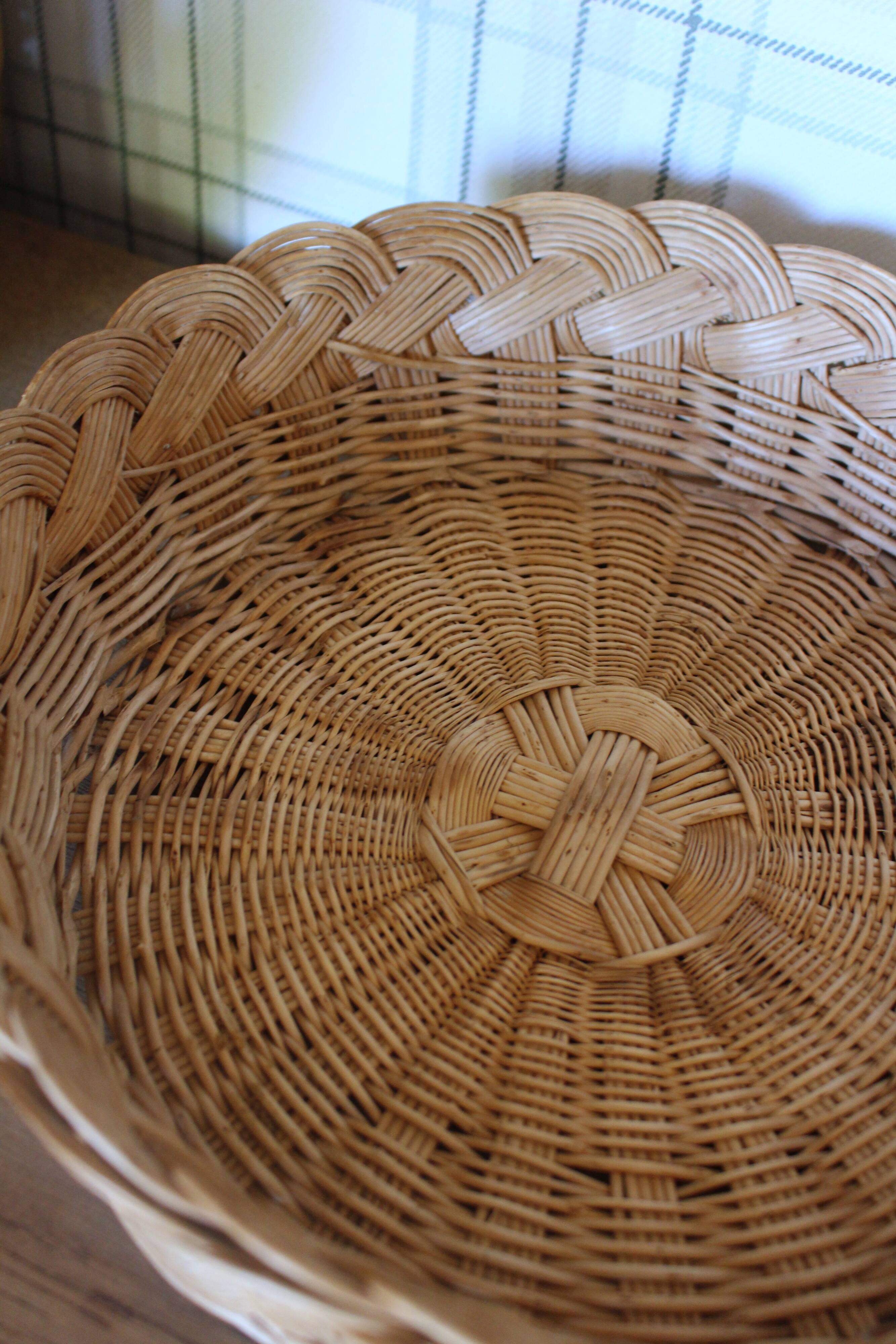Panier Corbeille ronde osier tressage vintage