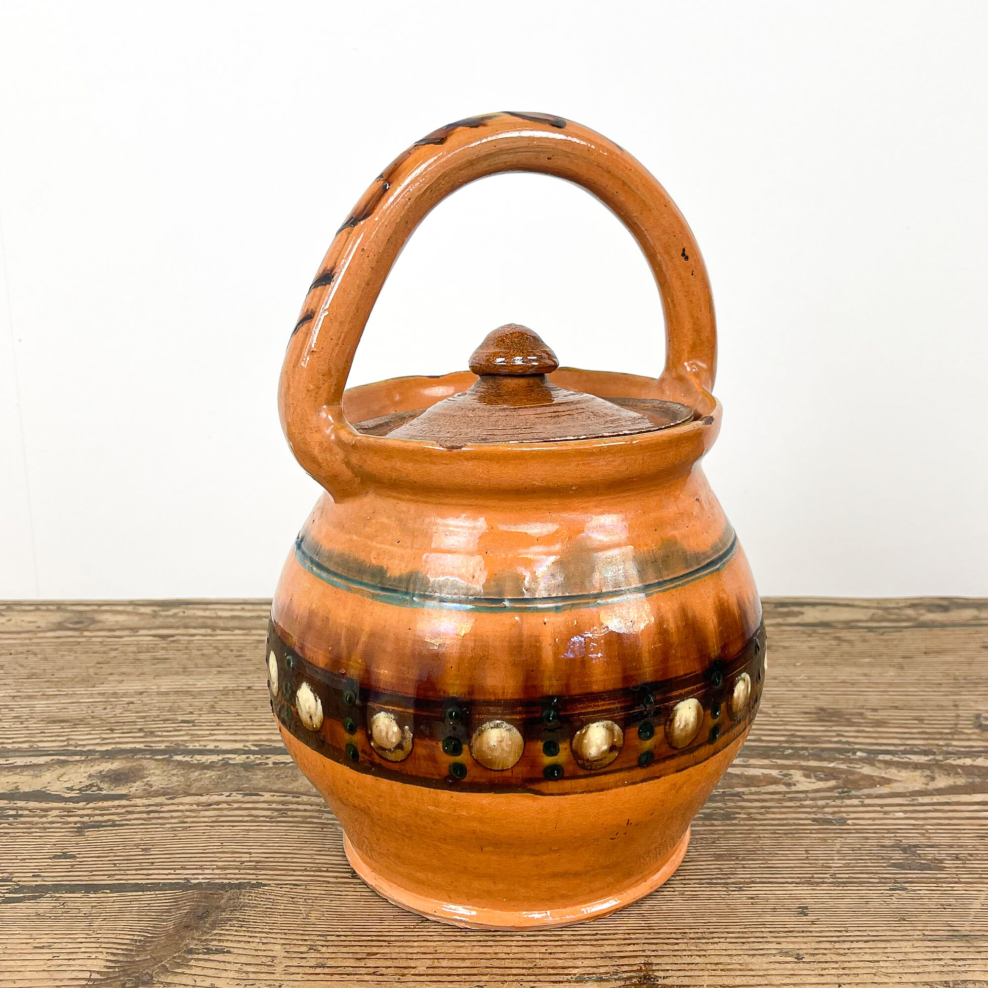 Glazed terracotta cooking pot 19th century orange