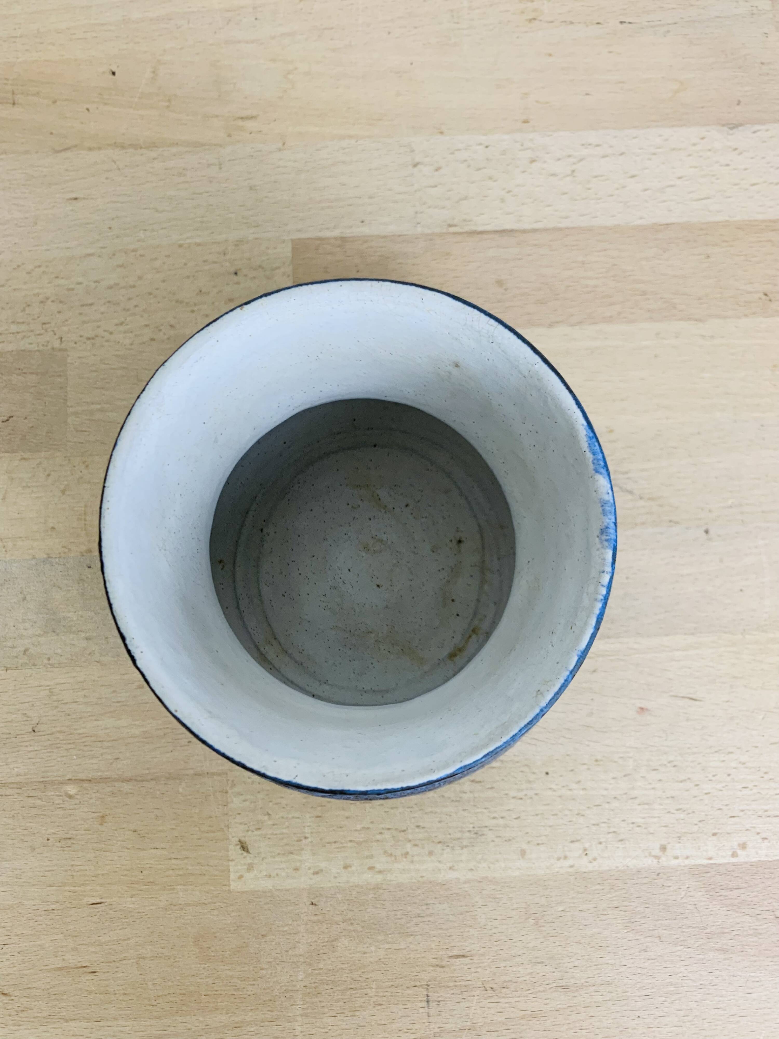 Blue ceramic vase from the 1950s in Accolay style.