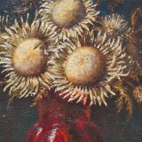 Tableau Nature Morte Bouquet De Chardons Signé Jo Purrel