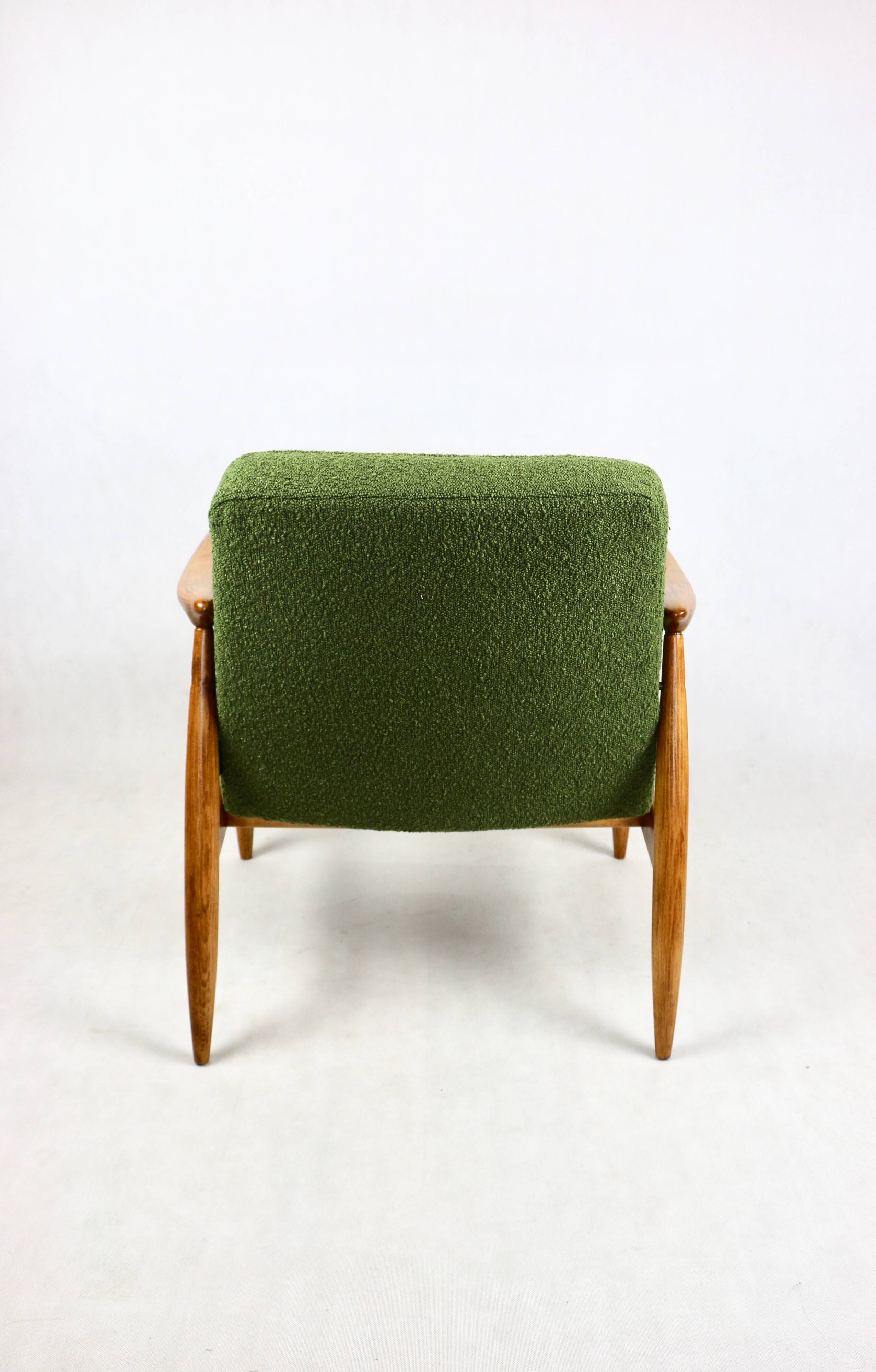 Vintage armchair GFM 300-202 design J.Kedziorek Loft 70s green boucle - 2 pieces available
