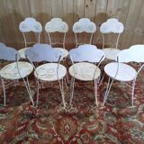 Suite de 8 chaises de jardin en fer forgé