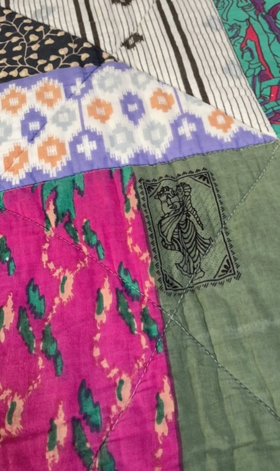 Ikat cotton patchwork plaid