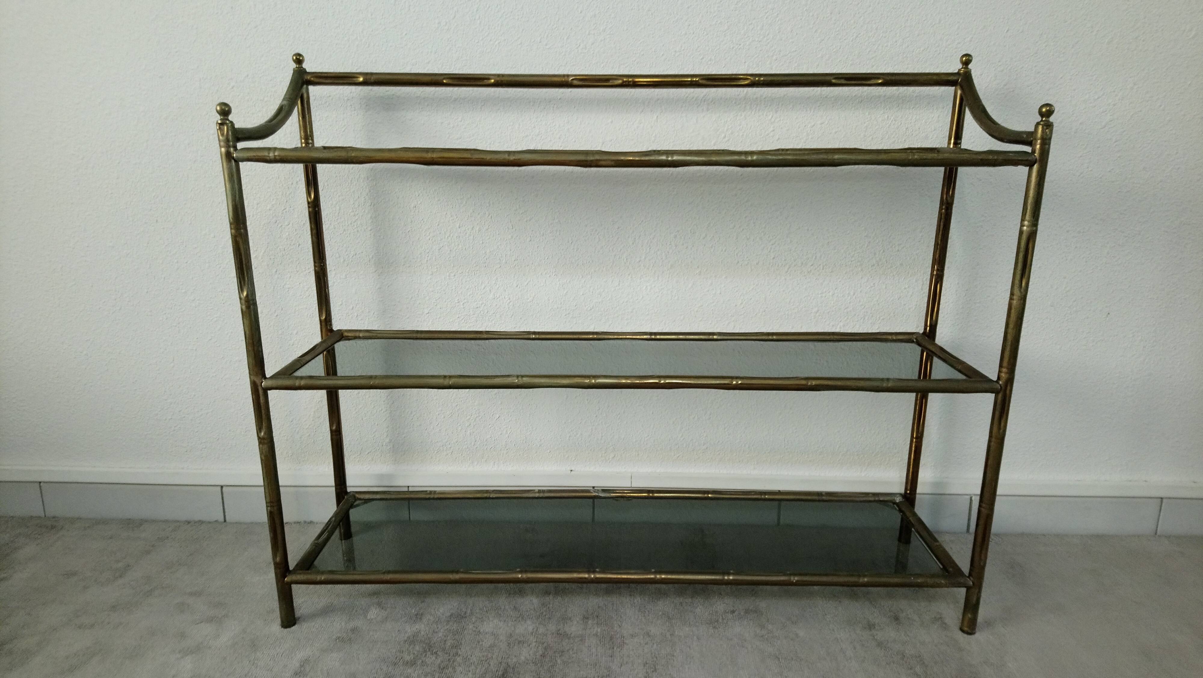 Shelves brass and glass 60 years