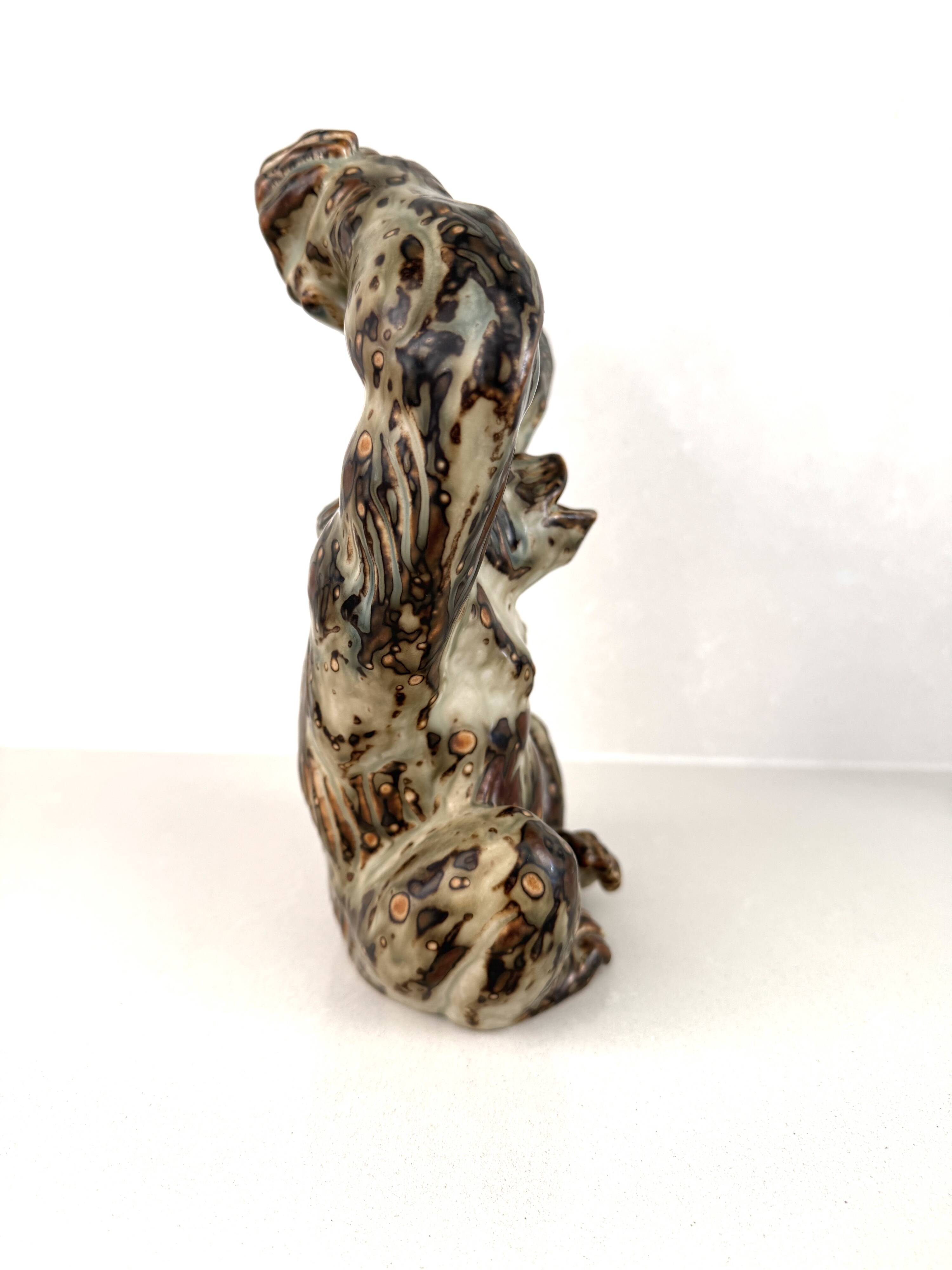 Knud Kjhn stoneware monkey, Royal Copenhagen, 1940s