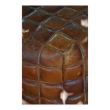 Mid-20th century pouf / ottoman cube in patinated brown leather, 1960s.