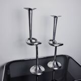 Pair of XL knotted candlesticks in aluminum, Italy, 1980