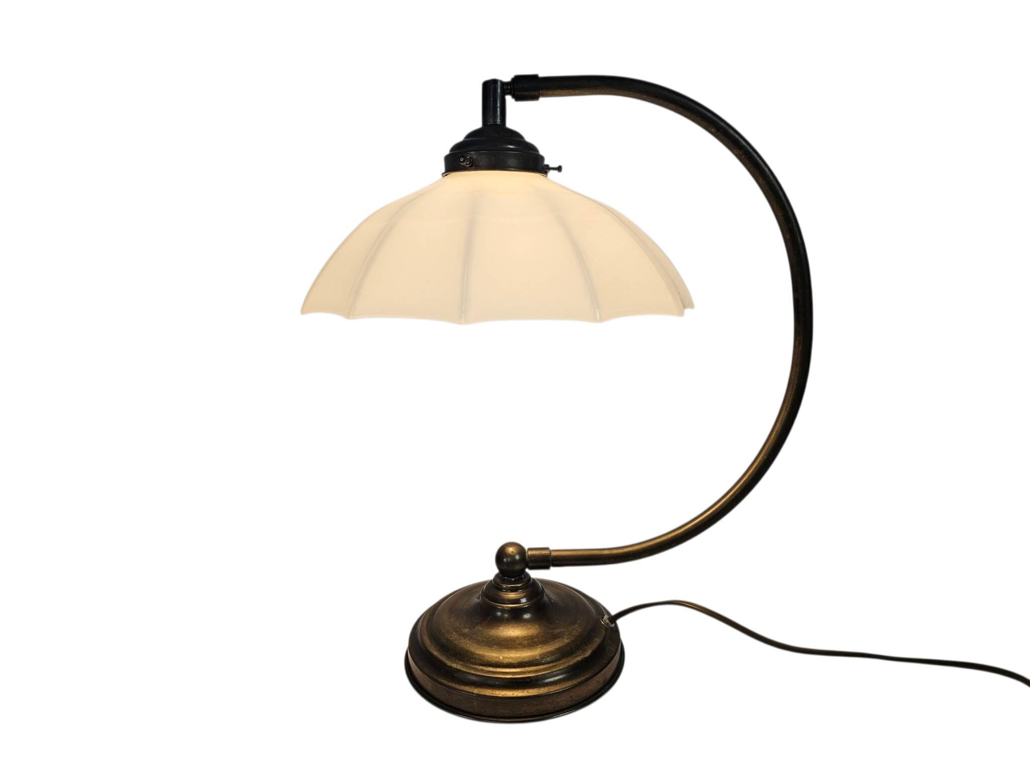 Banker's lamp - table lamp - opaline glass - brass - 3rd quarter of the 20t