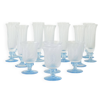 Set of glass tumblers, Italian design, 1970s, production: Italy