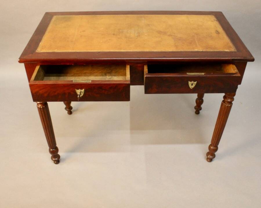 19th century mahogany desk with leather top