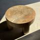 Coffee table, four-legged low table in natural solid monoxyle mango wood.