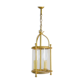 Old lantern suspension in brass and glass style Louis XVI with 2 lights. Year 60