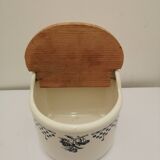 Vintage ceramic and wood salt box