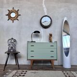 Commode vintage pieds compas vert d'eau