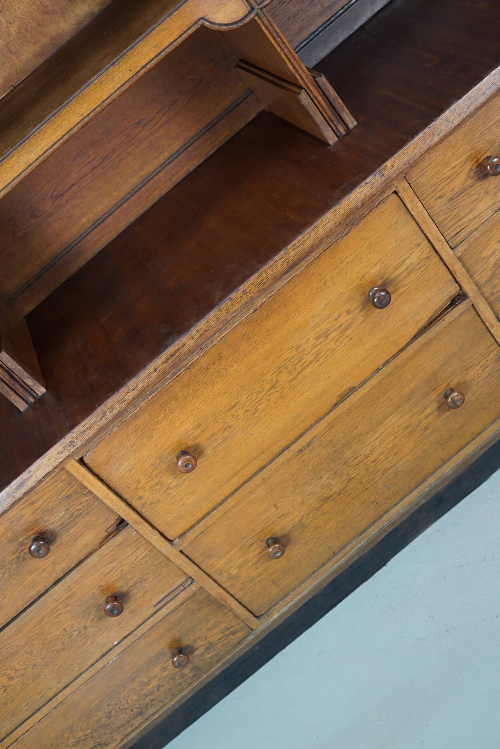 Large Antique Art Deco German Oak Chocolate Shop Cabinet, 1920s