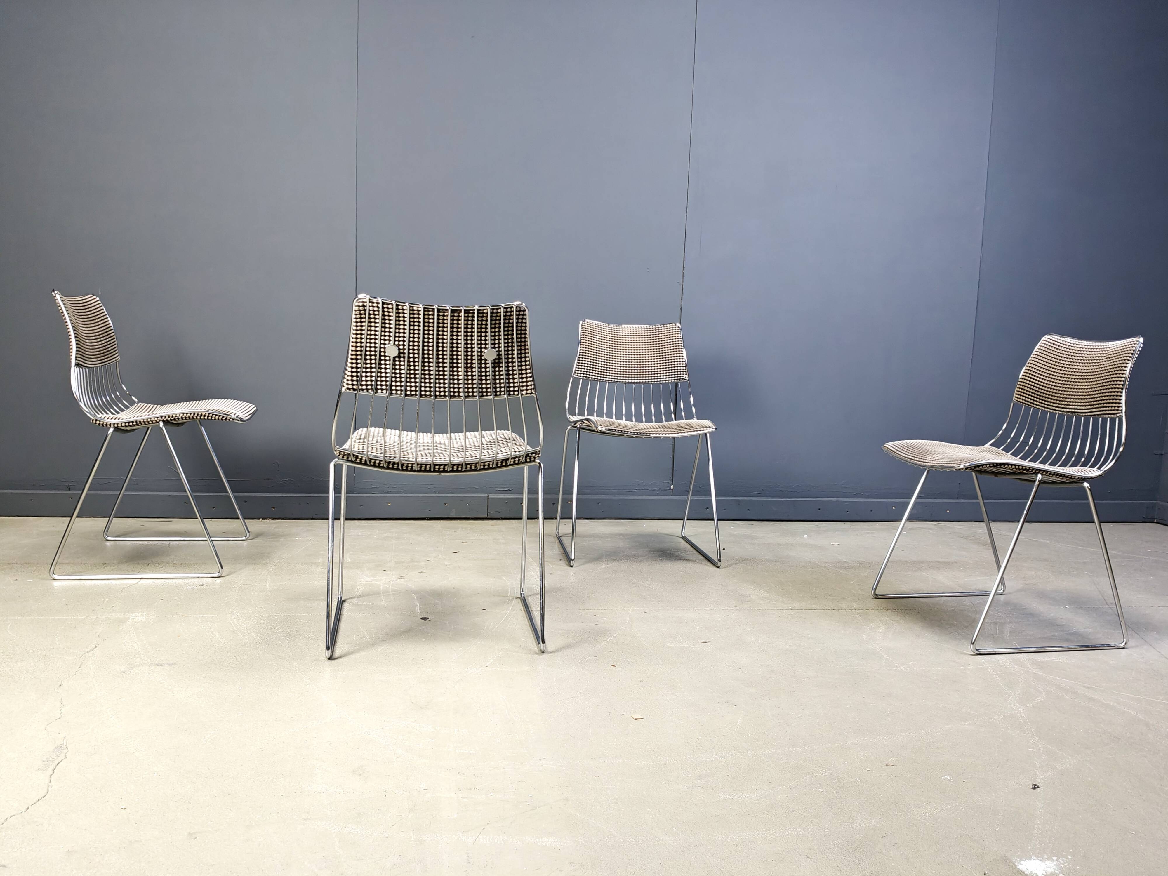 Set of 4 stacking dining chairs by Rudi Verelst for Novalux, 1970s