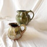 Pitcher, pot in metallic flamed stoneware