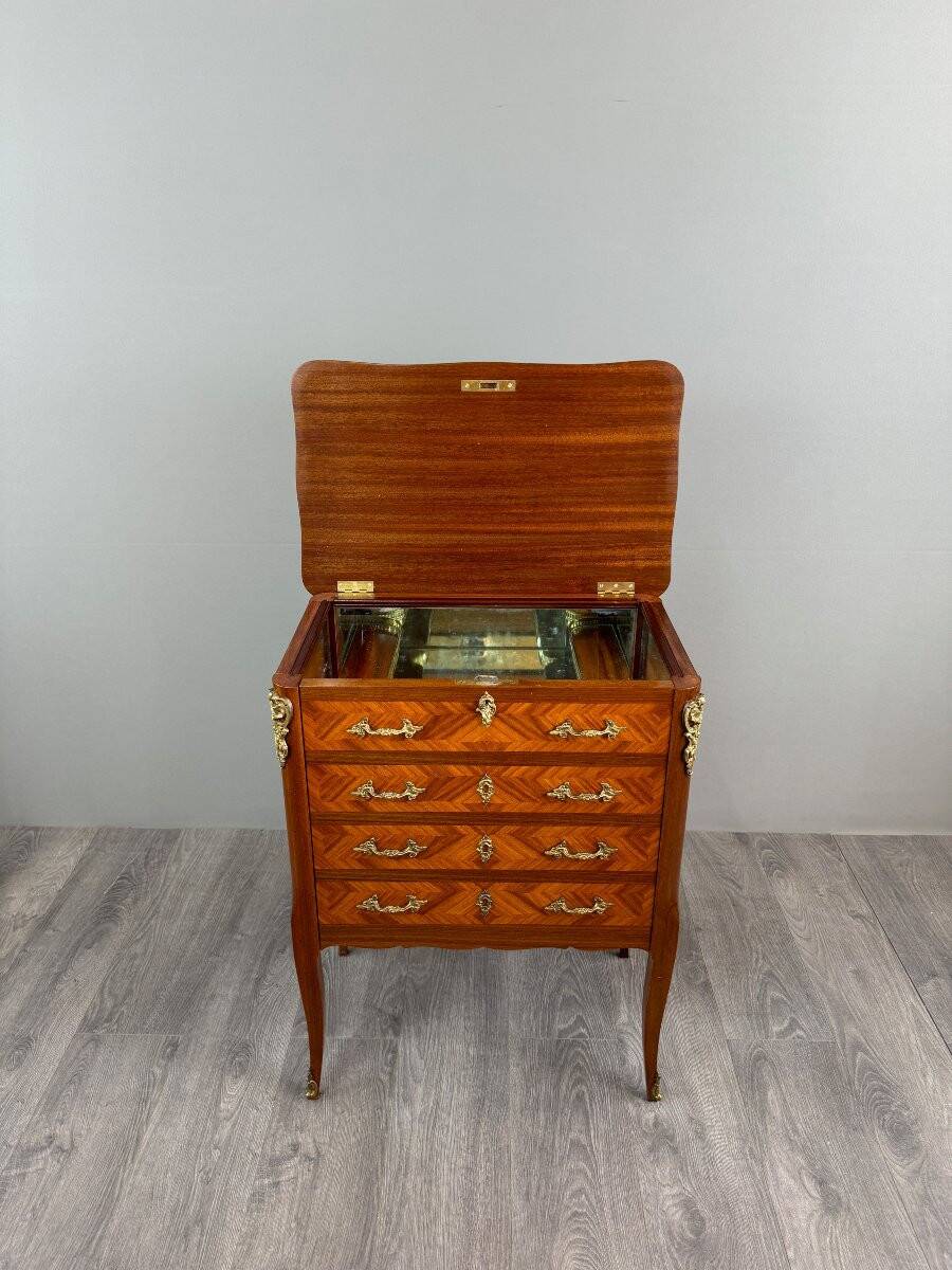 Marquetry bar cabinet, Louis XV style, 20th century