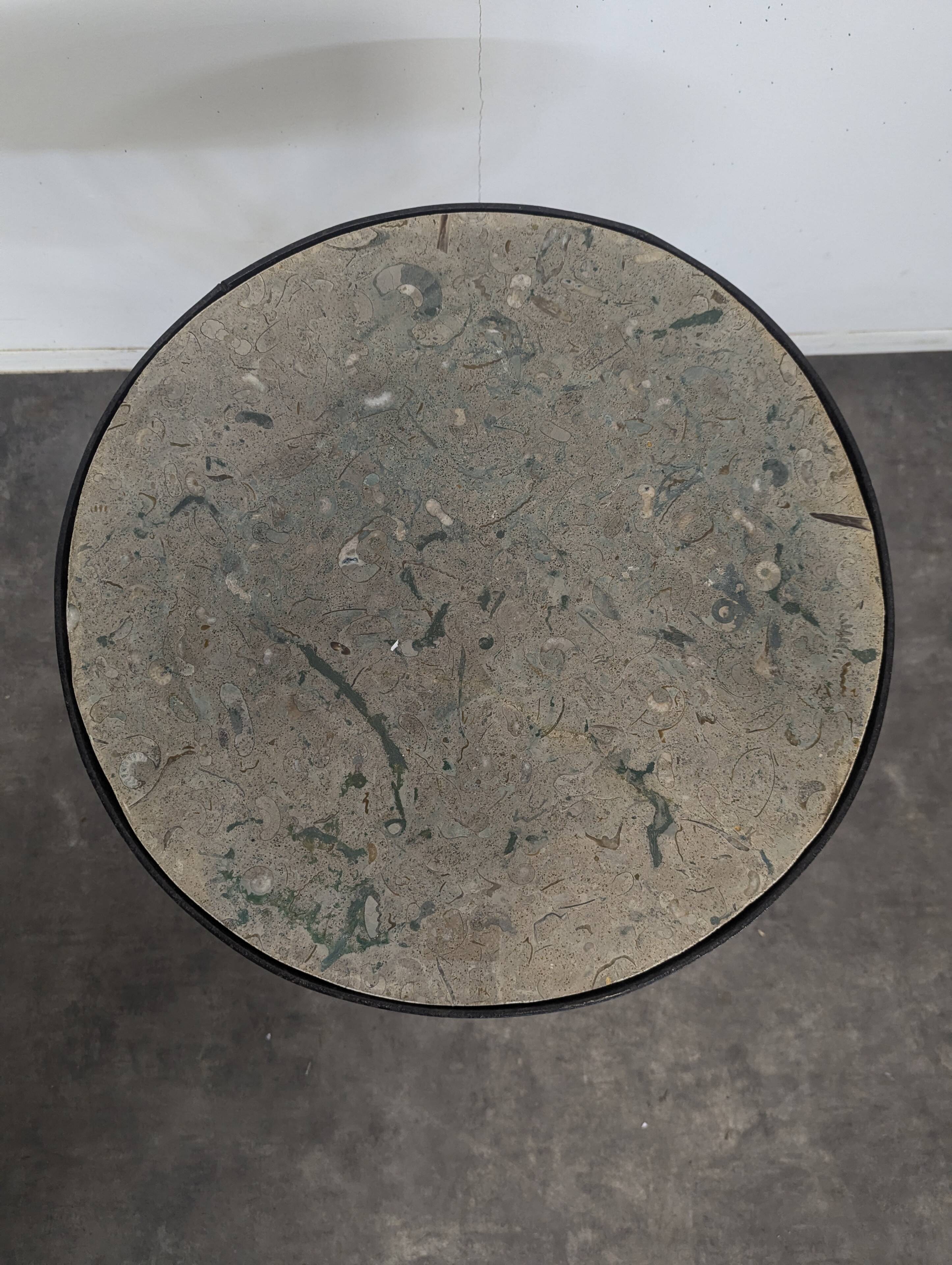 Wrought iron gueridon with a marble top circa 1950