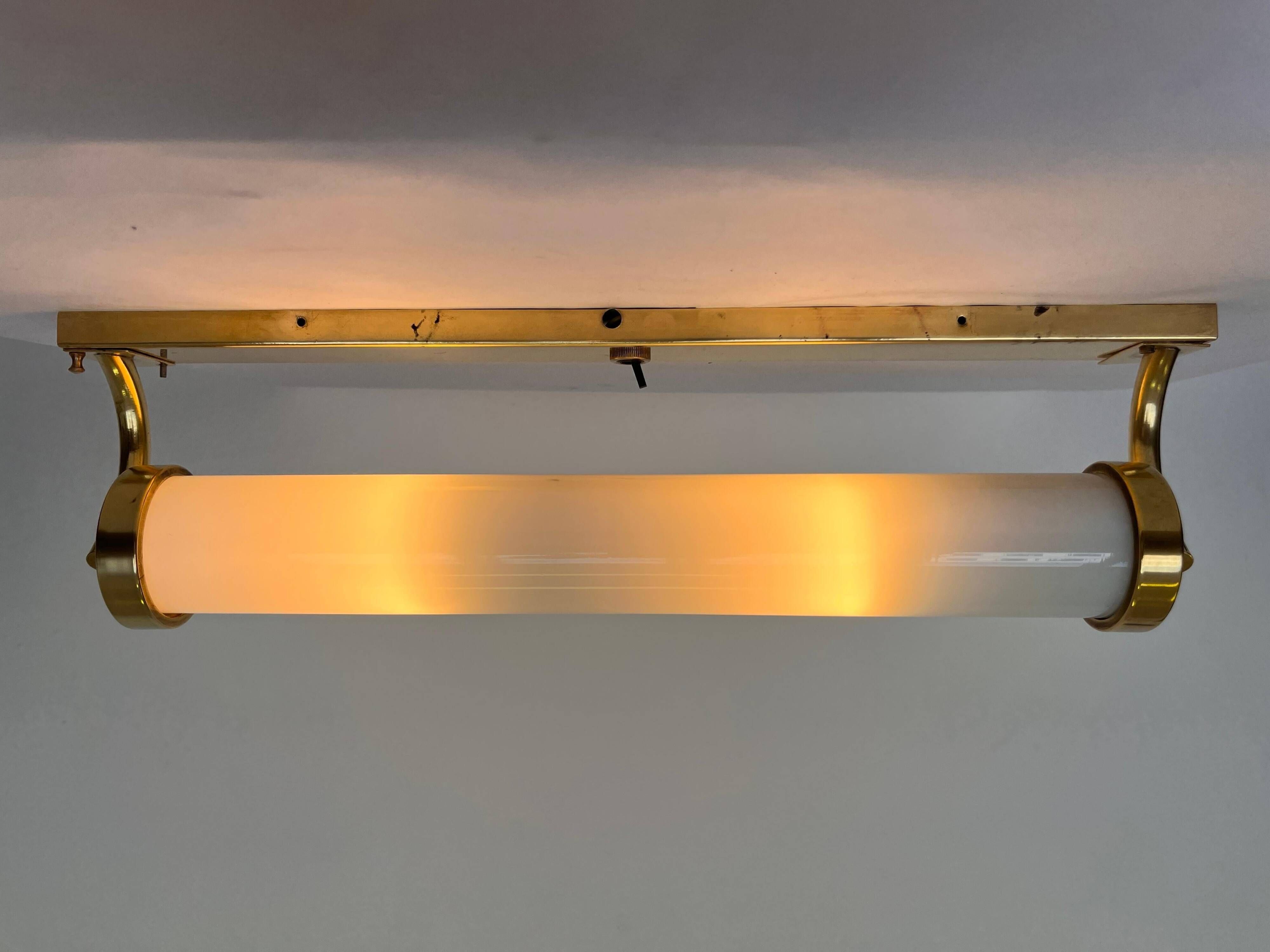 XXL Wall Sconce in Brass and Glass in Bauhaus Style, 1930s - Czechoslovakia